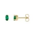 14K Yellow Gold Lab-Grown Emerald Earrings
