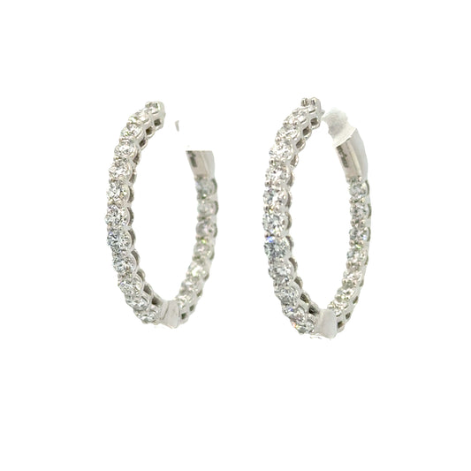 14K White 2tw Lab Grown Diamond Hoops
