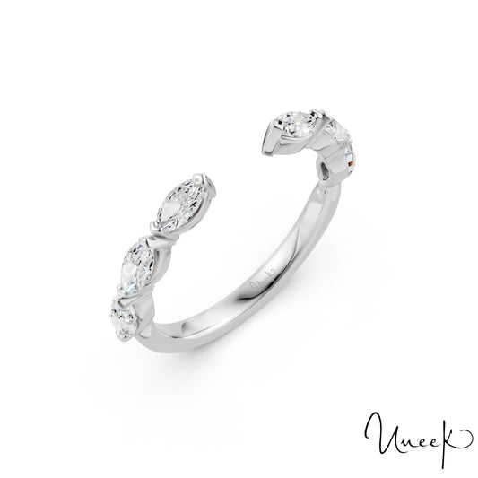 Lady's White 18 Karat Stackable Anniversary Ring Size 6.5 Old Key 309889 With 6 = 0.36Twt Marquise G Vs1 Diamonds