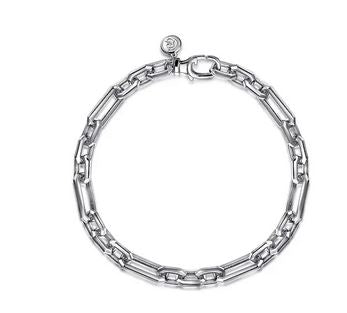 Sterling Silver Hollow Figaro Chain Bracelet