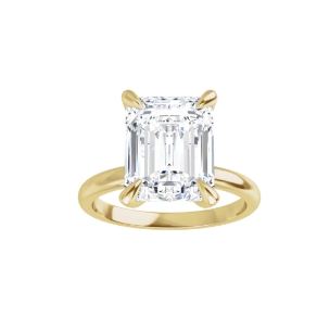 14K Yellow Gold 10x8 mm Emerald Solitaire Engagement Ring Mounting