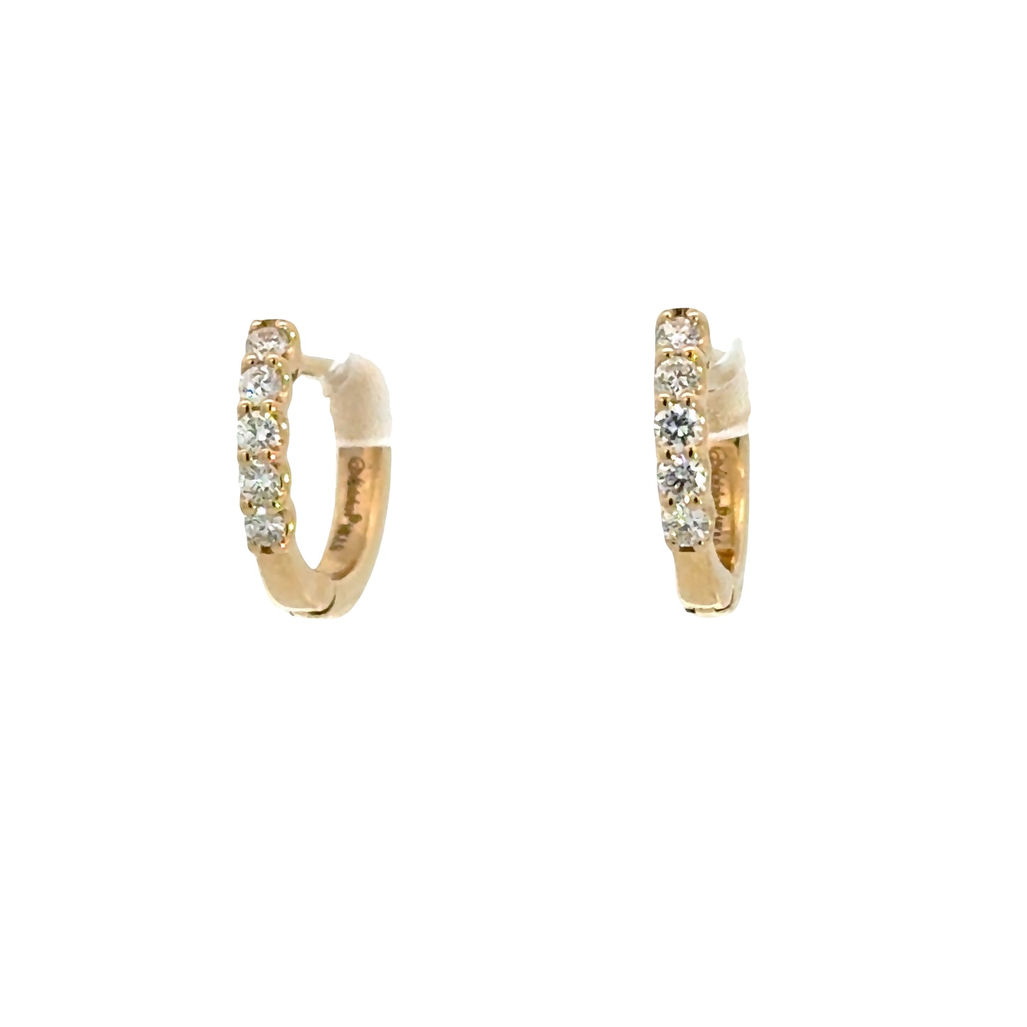 14K Yellow 1/4tw Lab Grown Diamond Hoops