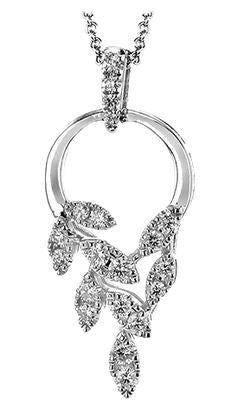 Lady's White 14 Karat Free Form Pendant Length 18 With 20 = 0.25Tw Round G Vs1 Diamonds