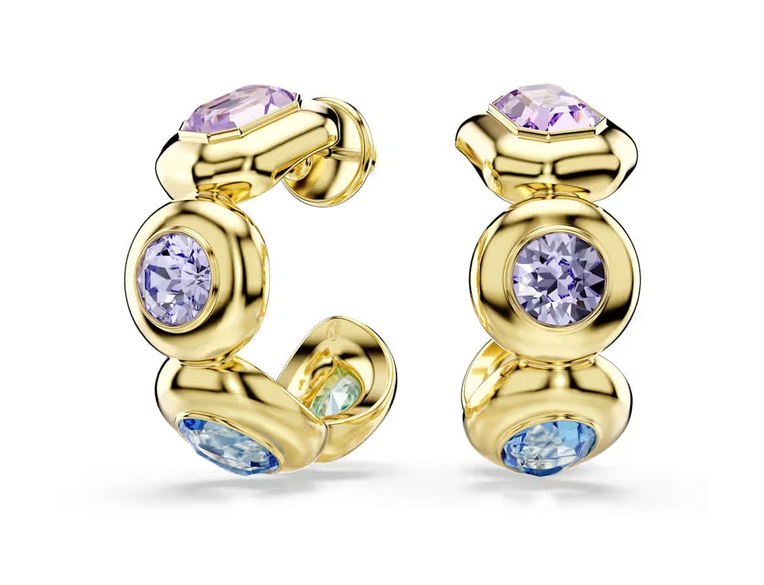 Gema hoop earrings Mixed cuts, Multicolored, Gold-tone plated