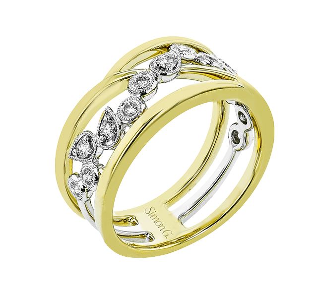 Lady's Two-Tone 18 Karat Stackable Fashion Ring Size 6.5