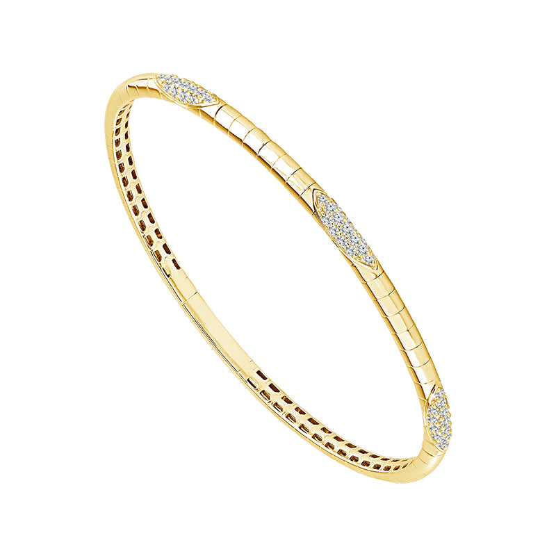 14K Yellow 1/2ct Diamond Flexi Bangle