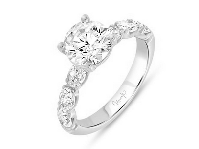 18K White Uneek Timeless Collection Straight Round Engagement Ring
