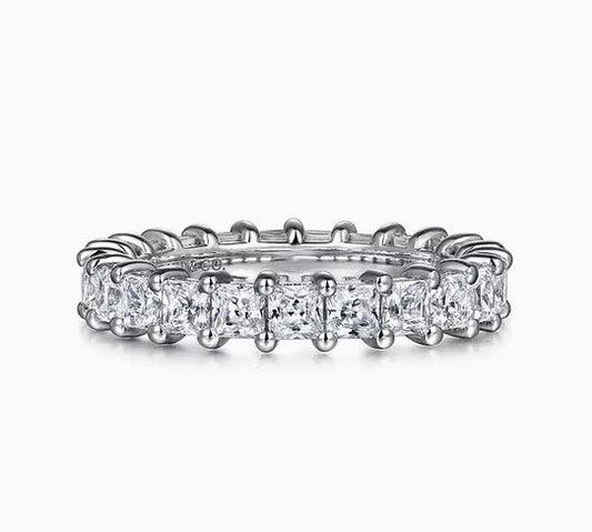 Alloy 14K White Gold Princess Cut Shared Prong Diamond Eternity Band