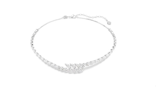 Mesmera necklace Marquise cut, White, Rhodium plated