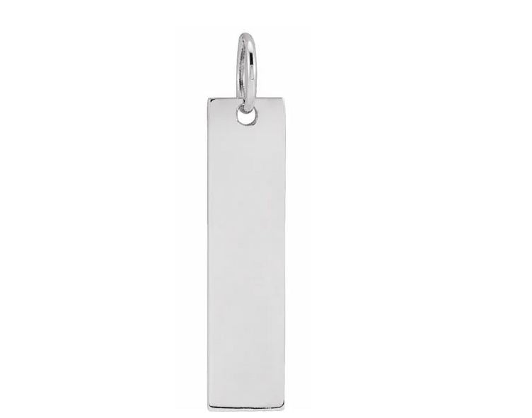 Sterling Silver 20x5 mm Engravable Bar Pendant with 18" Cable Chain