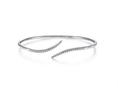 14k White Gold Diamond Open Pave Bangle