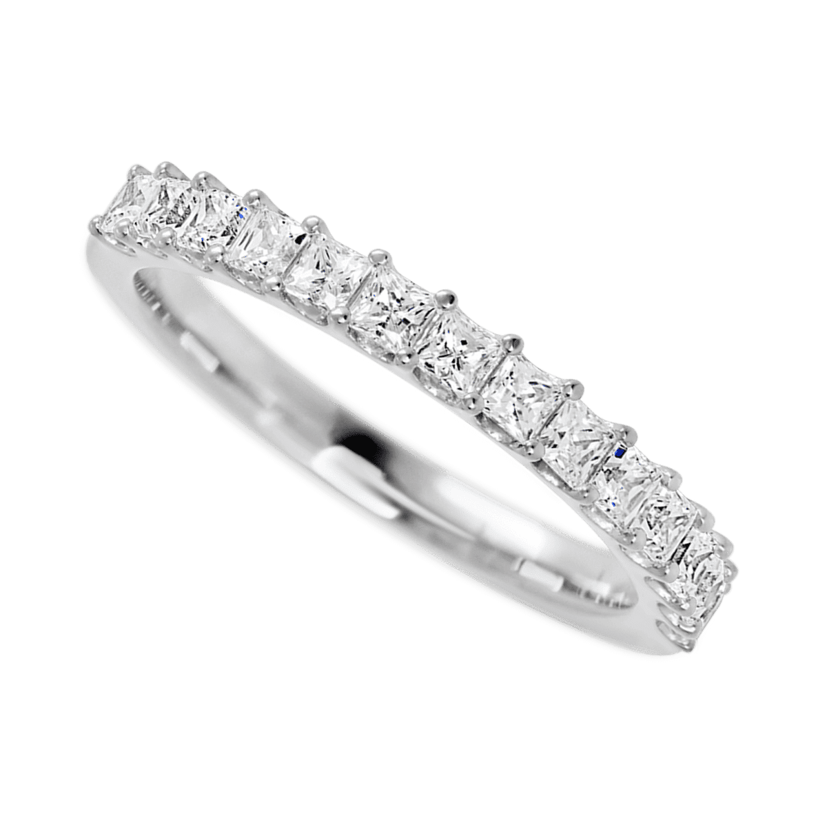 14K White Gold band with 15 Princess Lab Grown Diamond having TCW-.9