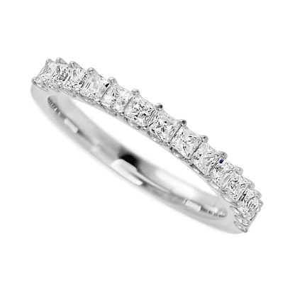 14K White Gold band with 15 Princess Lab Grown Diamond having TCW-.9