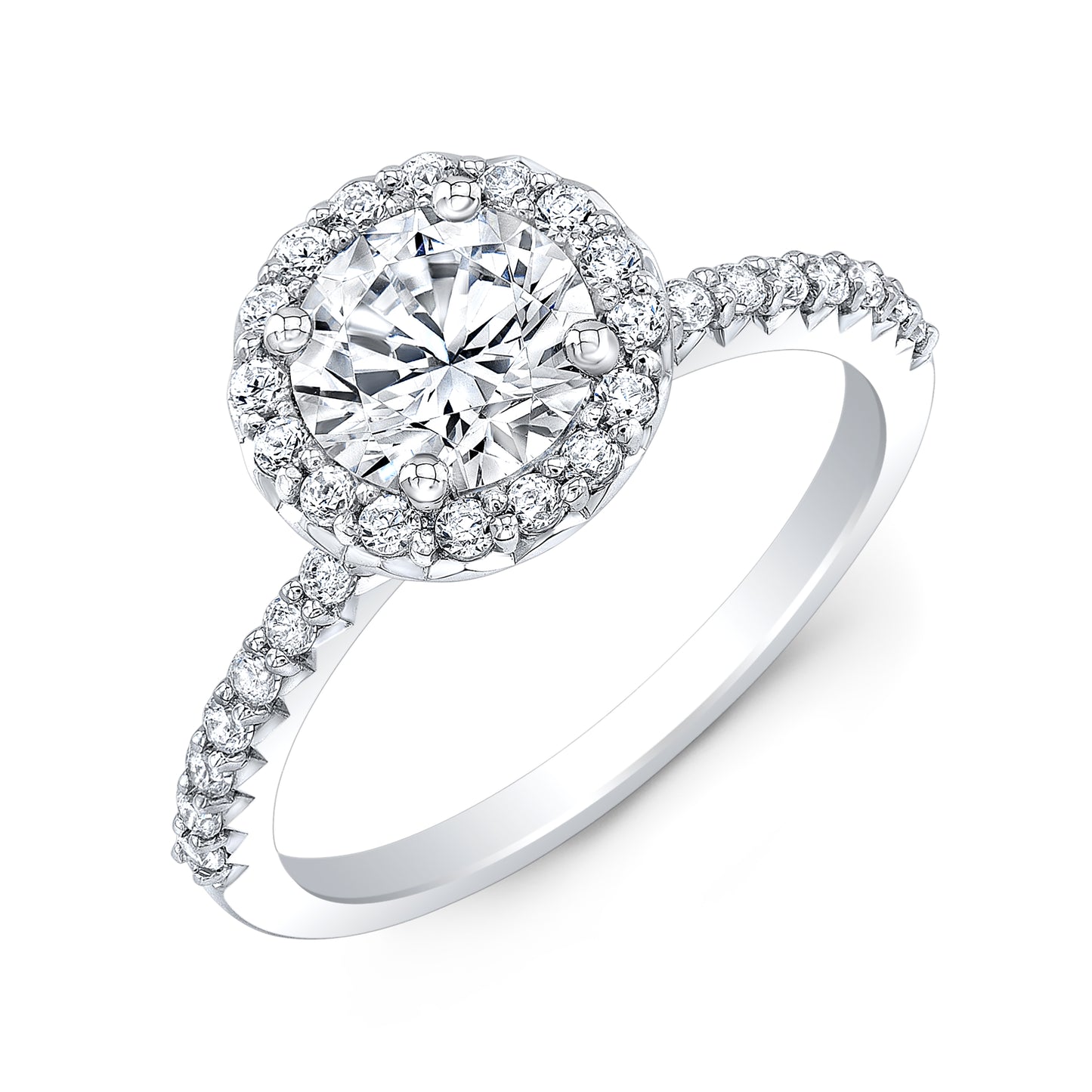 14K White Preset Lab Grown Engagement Ring w/ 1 1/2ct Round Center
