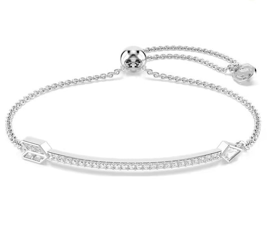 Idyllia bracelet Mixed cuts, Arrow, White, Rhodium plated