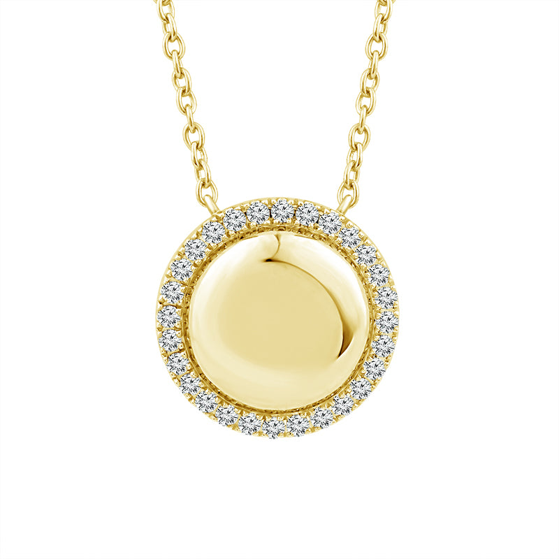 14K Yellow 1/8ct Diamond Circle Engraveable Pendant with Chain