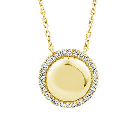 14K Yellow 1/8ct Diamond Circle Engraveable Pendant with Chain