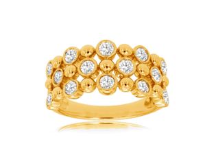 Lady's Yellow 14 Karat Bezel Fashion Ring With = 0.75Tw Round H/I Si2 Diamonds