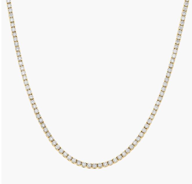 Lady's Yellow 14 Karat Riviera Necklace Length 17 With 173 = 7.78Twt Round H Si1 Diamonds