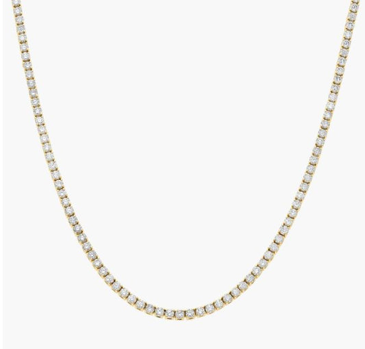 Lady's Yellow 14 Karat Riviera Necklace Length 17 With 173 = 7.78Twt Round H Si1 Diamonds