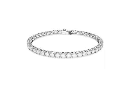 Matrix Tennis bracelet Round cut, White, Rhodium plated