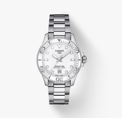 Seastar1k Unisex Stainless Steel with White and Silver Index Dial