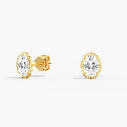 14K Yellow Oval Lab Grown Studs