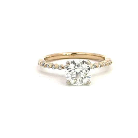 14K Yellow Lab Grown Diamond Engagement ring with 1 1/2ct Round Center Diamond