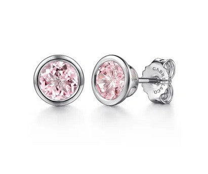 925 Sterling Silver Pink Zircon Stud Earrings