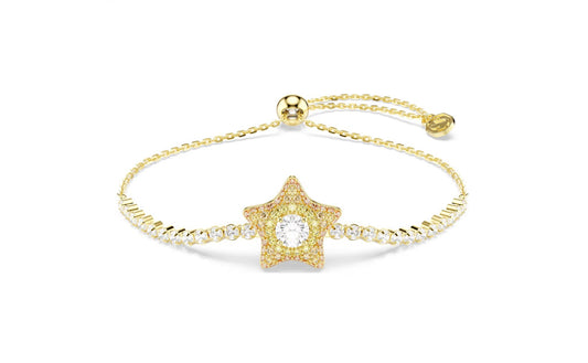 Sublima Bracelet, Round cut, Star, Multicolored, 18K gold finish