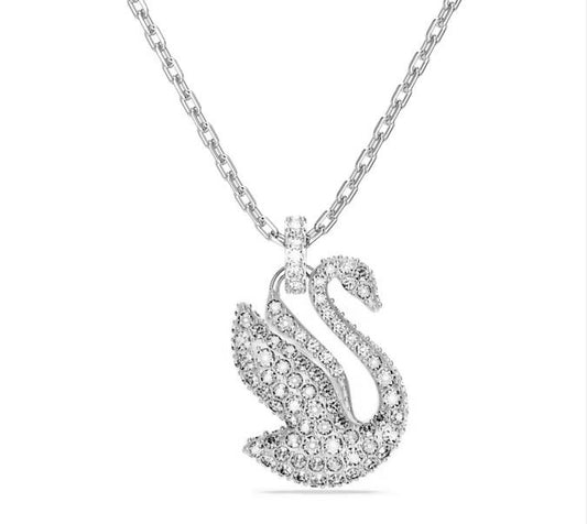 Swarovski Iconic Swan pendant Swan, Medium, Blue, Rhodium plated