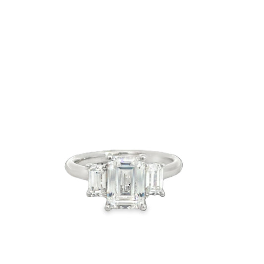 14K White Uneek Alexandria Collection Three-Stone Engagement Ring
