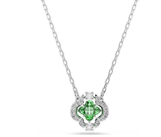 Una Angelic pendant Mixed cuts, Green, Rhodium plated