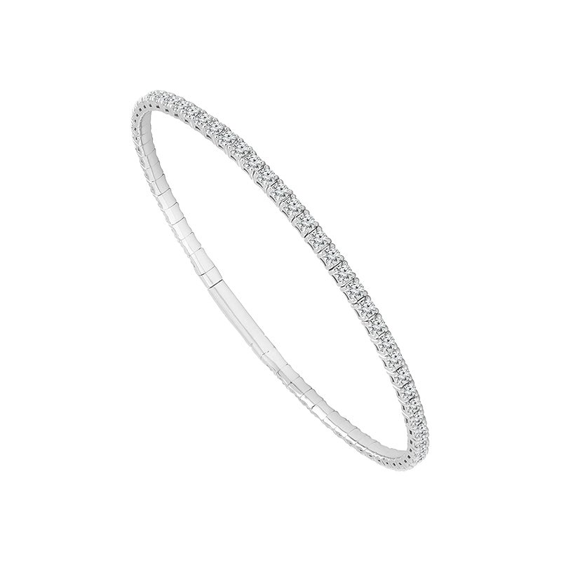 14K White 2 1/2ct Full Diamond Flexi Bangle