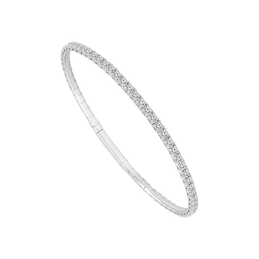 14K White 2 1/2ct Full Diamond Flexi Bangle