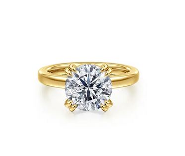 14K Yellow Gold Round Diamond Engagement Ring