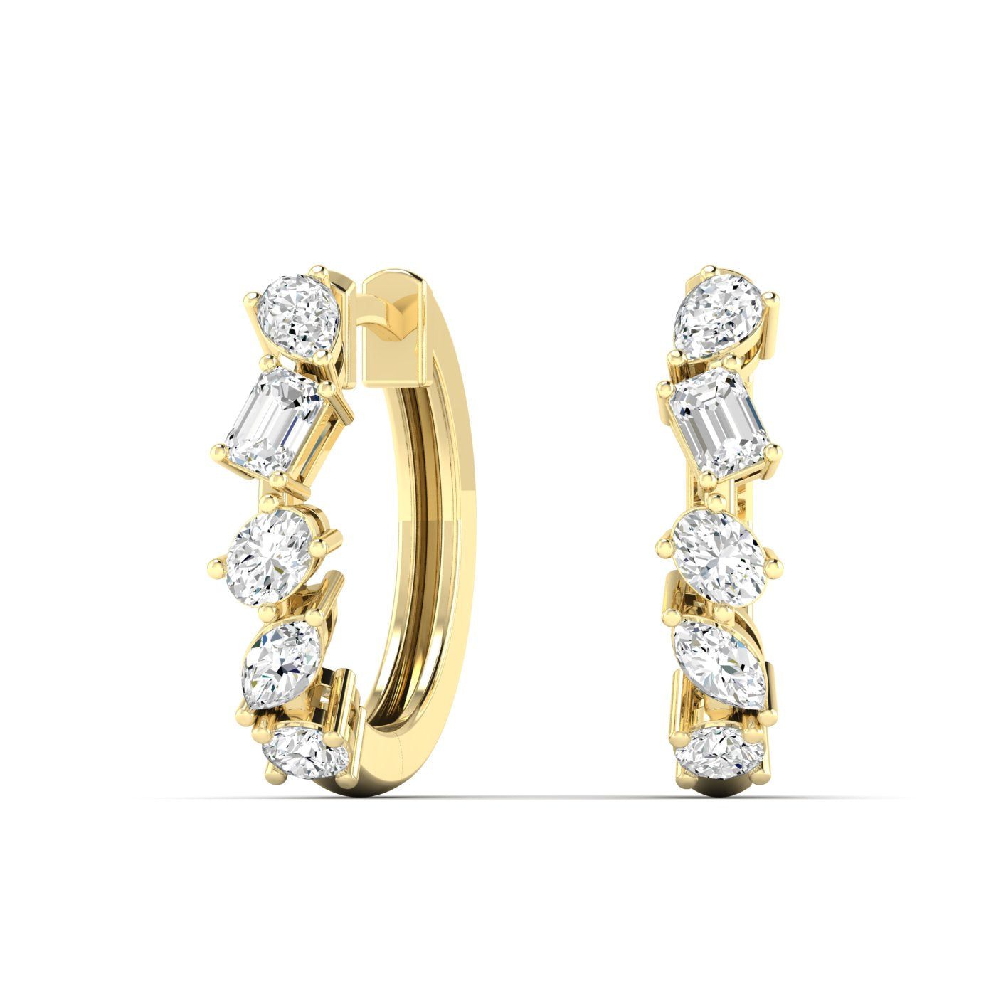 14K Yellow Gold Classic Multi Shape Hoops