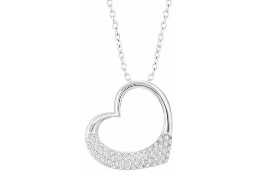 14K White 1/5 CTW Natural Diamond Heart 16-18" Necklace