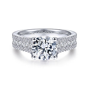 14k White Gold Round Diamond Channel Set Engagement Ring - 0.85 ct
