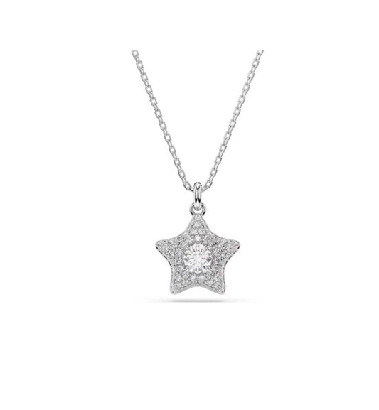 Magic pendant Round cut, Star, White, Rhodium plated