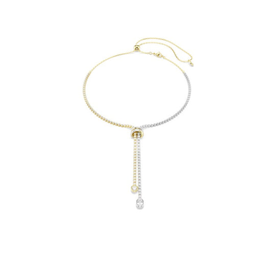 Hyperbola Y necklace Round cut, Knot, White, Mixed metal finish
