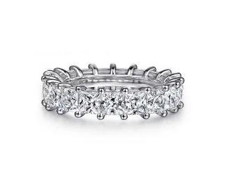 Alloy 14K White Gold Princess Cut Shared Prong Diamond Eternity Band