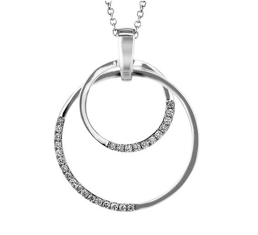Lady's White 14 Karat Free Form Pendant Length 18 With 28 = 0.26Tw Round G Vs1 Diamonds