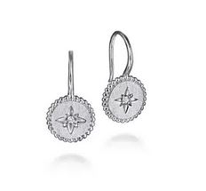 925 Sterling Silver Diamond Bujukan Starburst Medallion Earrings