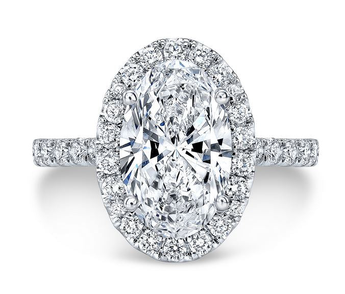 14K White Preset Lab Grown Engagement Ring w/ 2ct Oval Center