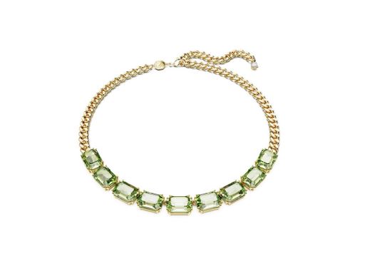 Millenia necklace Octagon cut, Green, Gold-tone plated