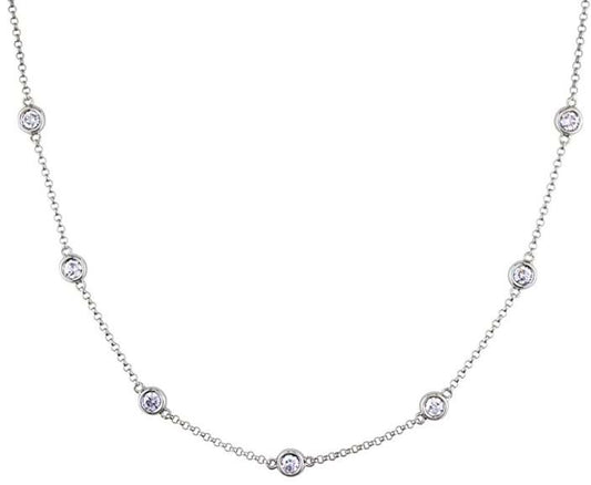 14K White Diamond By The Yard Lab Grown Necklace