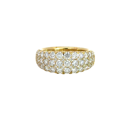 Lady's Yellow 18 Karat Pave Anniversary Ring Size 6.5 With 58 = 1.98Tw Round G Vs1 Diamonds