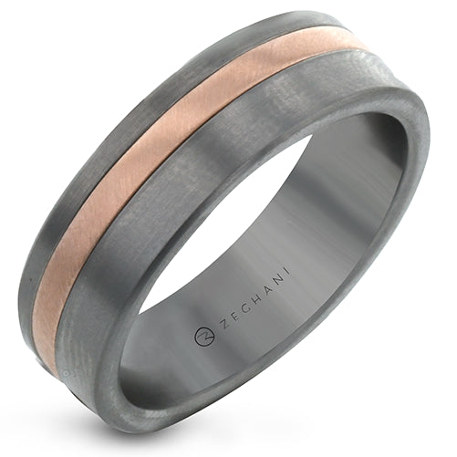 Two-Tone Zirconium/14K Classic Wedding Band Size 10