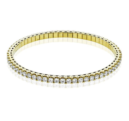 Lady's Yellow 18 Karat Tennis Bracelet With = 4.98Twt Round G Vs1 Diamonds